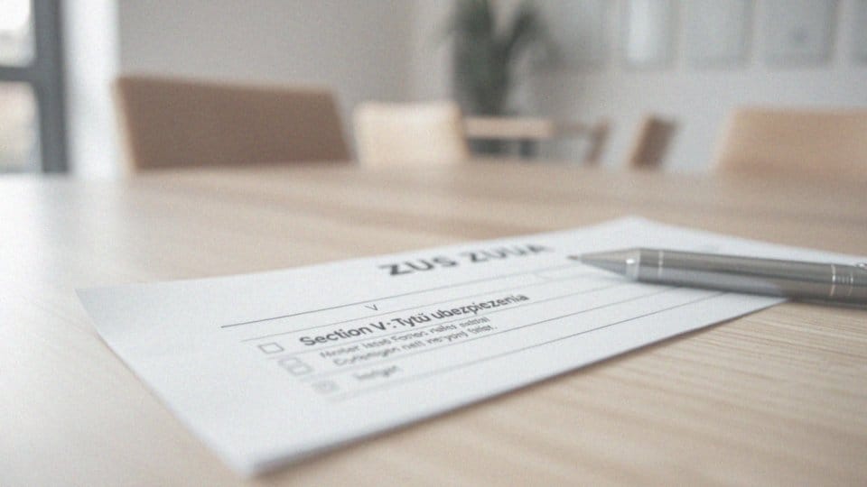 Jakie dane dotyczą tytułu ubezpieczenia w sekcji V formularza ZUS ZUA?